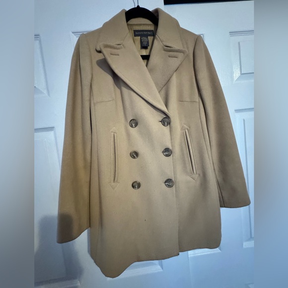 Banana Republic Classic Beige Pea Coat - Picture 1 of 13